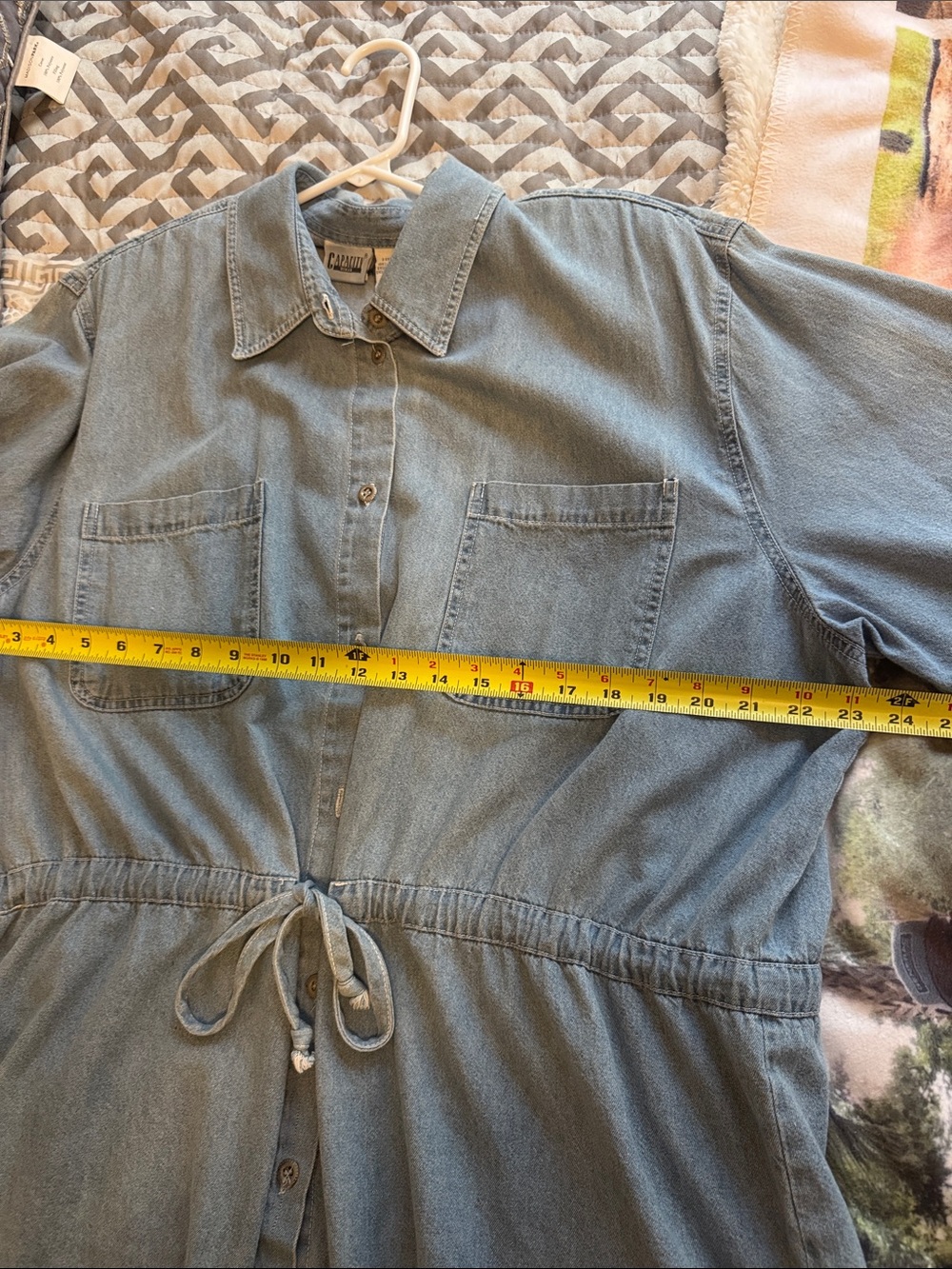 Light Wash Denim Drawstring Jacket - Picture 4 of 7